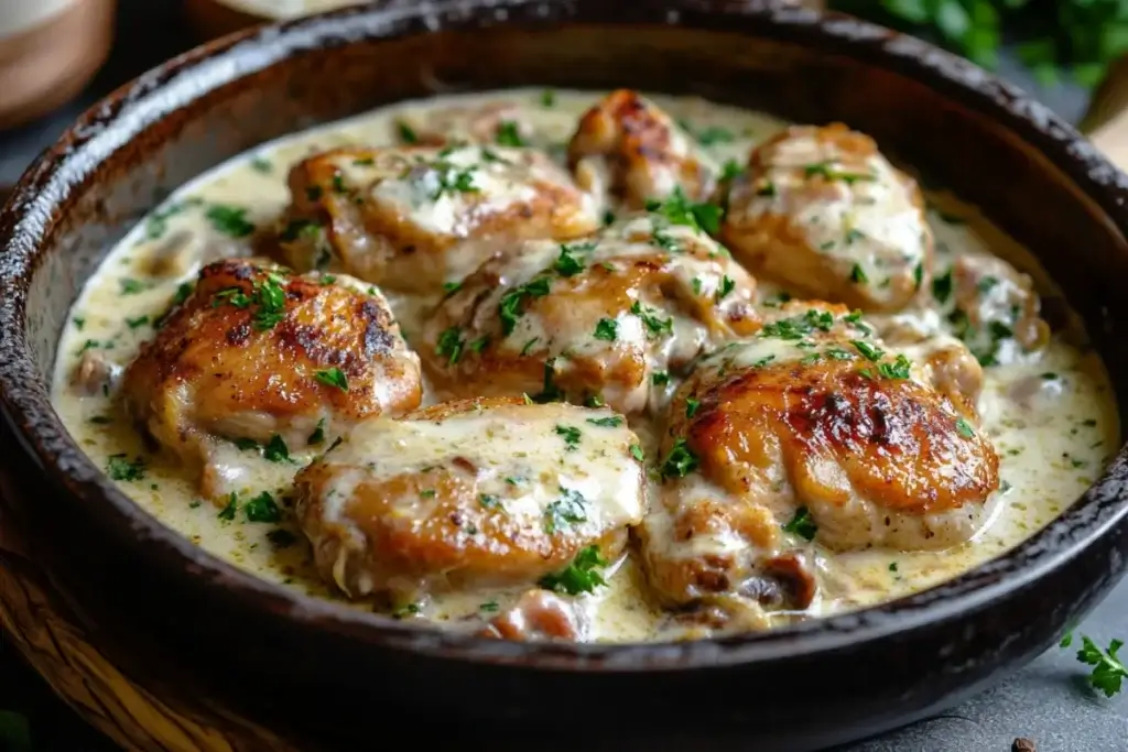 Keto Chicken Thighs with Creamy Garlic Sauce