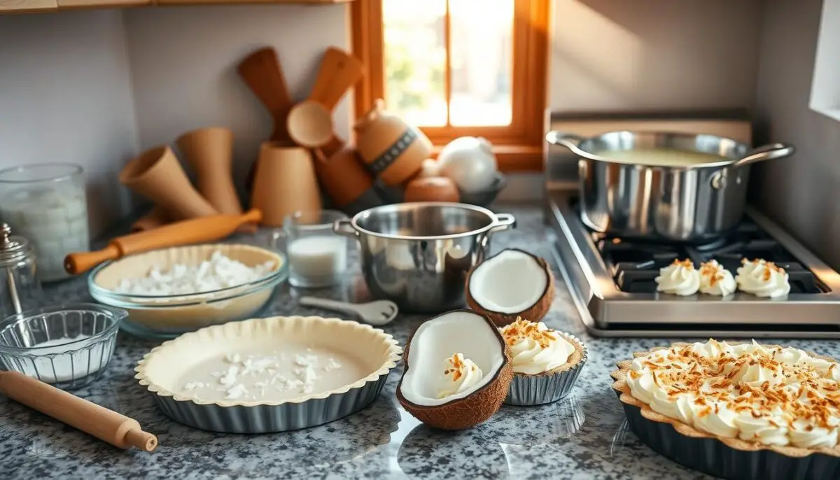 Homemade recipe for coconut cream pie steps