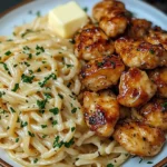 Lemon Garlic Butter Chicken with Creamy Parmesan Linguine