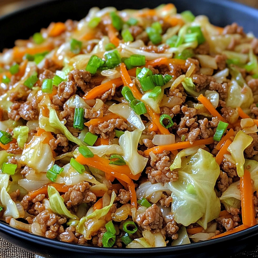 Healthy Chinese Ground Beef & Cabbage Stir Fry