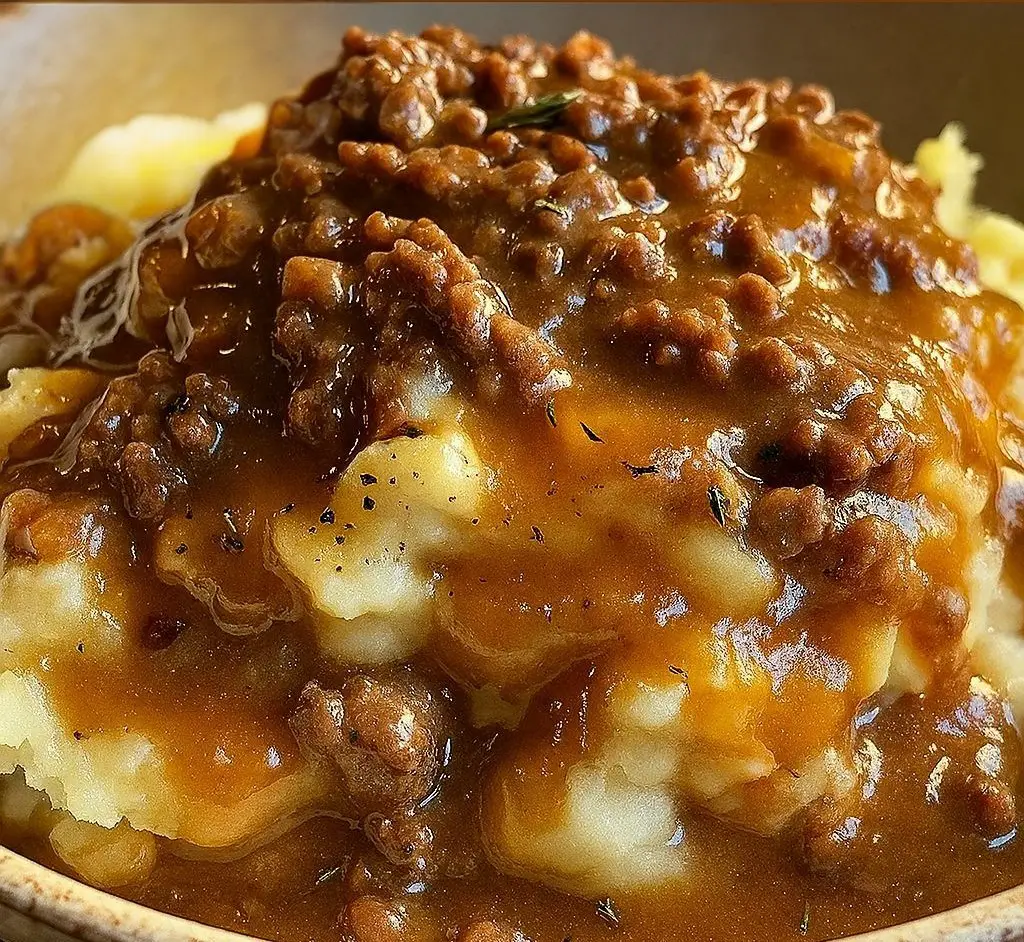 Ground Beef & Gravy with Mashed Potatoes