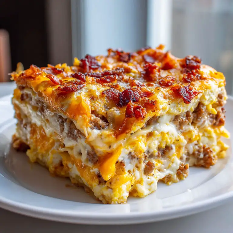 Breakfast Bacon Cheeseburger Lasagna