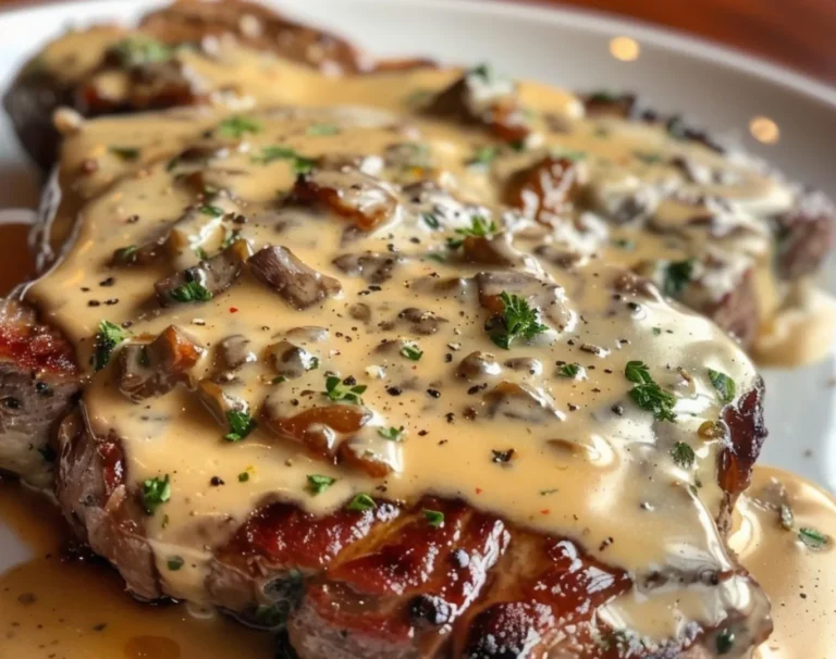 Steak with Haunted Bourbon Garlic Cream Sauce