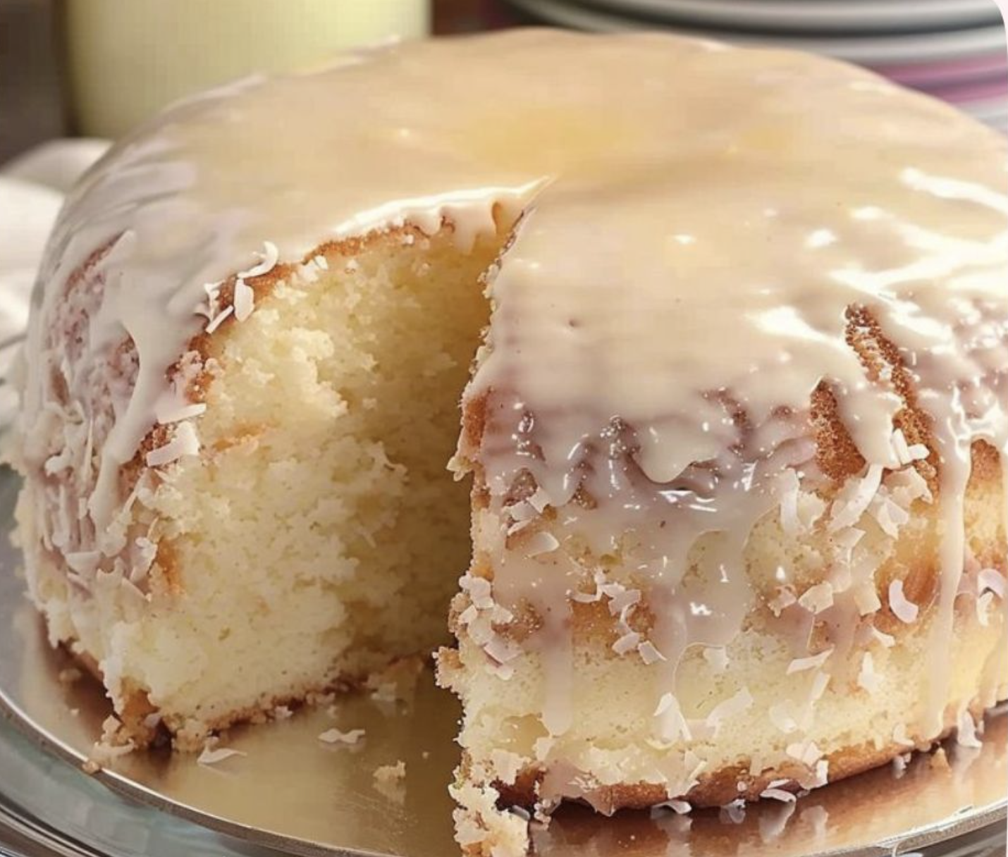 Coconut Cream Cake with Glaze