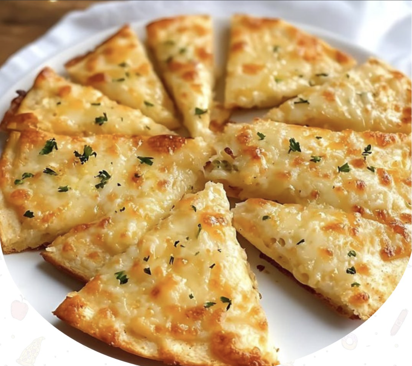 Air Fryer Cheesy Tortilla Garlic Bread
