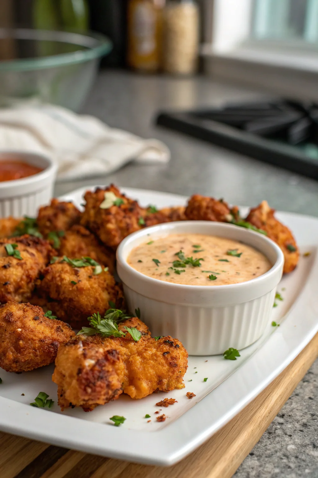 Cowboy Butter Chicken Bites with Cajun Creamy Dipping Sauce