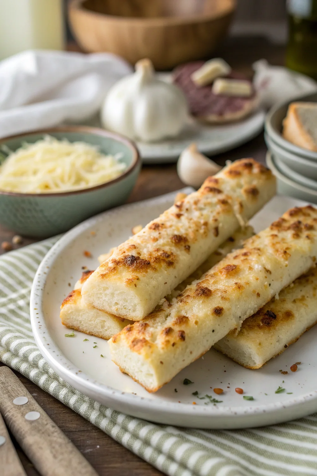 ('3-Ingredient Cottage Cheese Garlic Breadsticks – Cheesy, Crispy & High-Protein',)