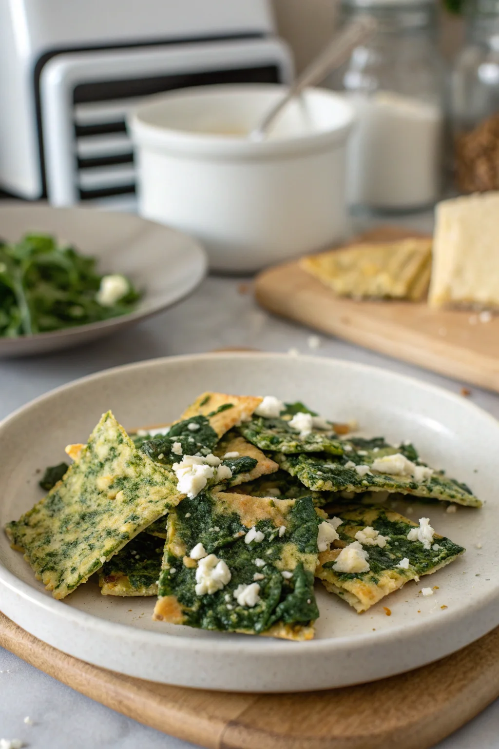 Mediterranean Spinach and Feta Cheese Crisps