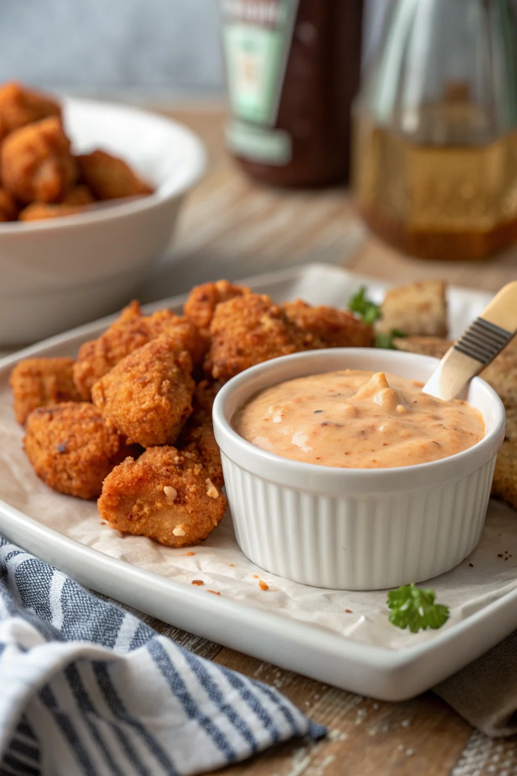 Cowboy Butter Chicken Bites with Cajun Creamy Dipping Sauce