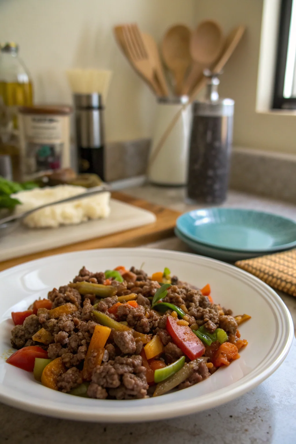 Mediterranean Ground Beef Stir Fry