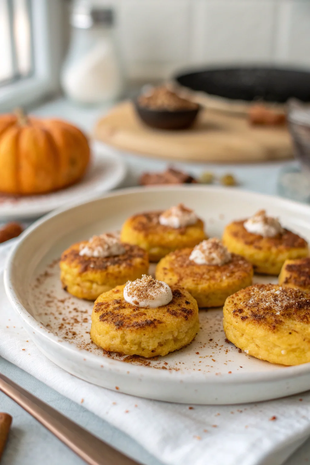 Pumpkin Spice Cottage Cheese Pancake Bites