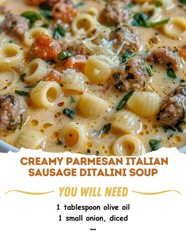 Creamy Parmesan Italian sausage ditalini soup