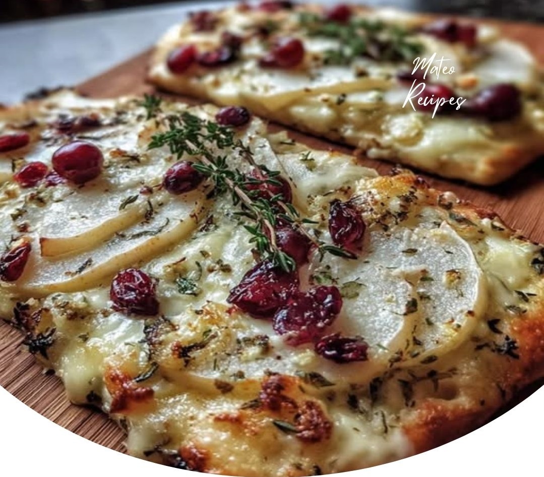 Pear, Brie, and Cranberry Flatbread with Thyme