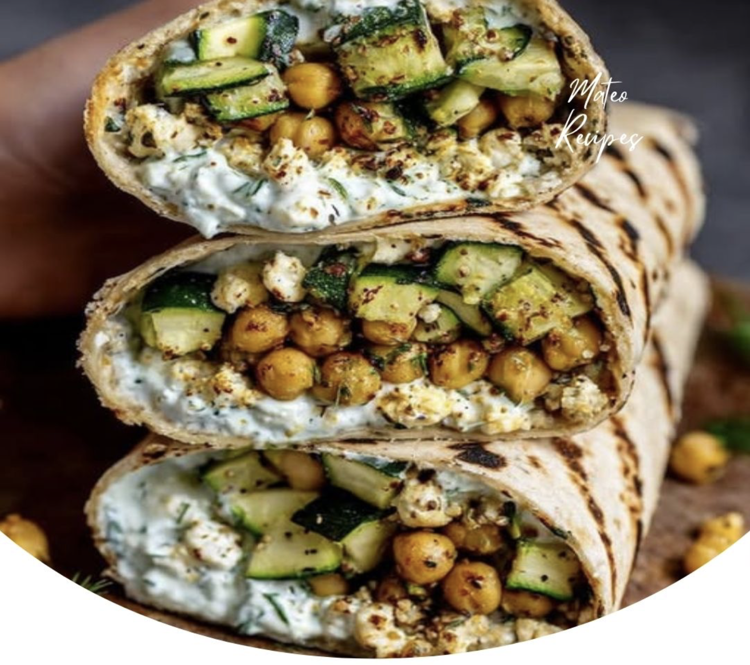 Grilled Zucchini & Feta Chickpea Wrap with Herbed Yogurt
