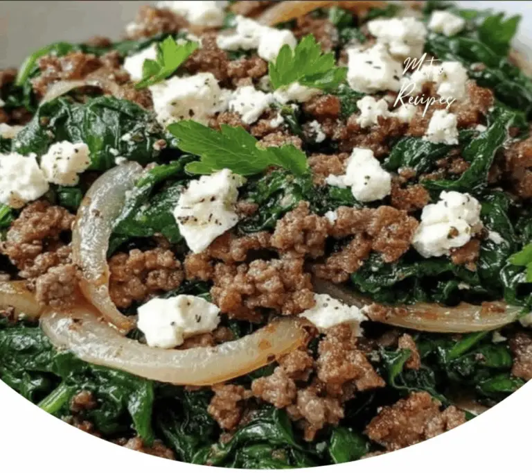 Ground Beef and Spinach Skillet with Feta