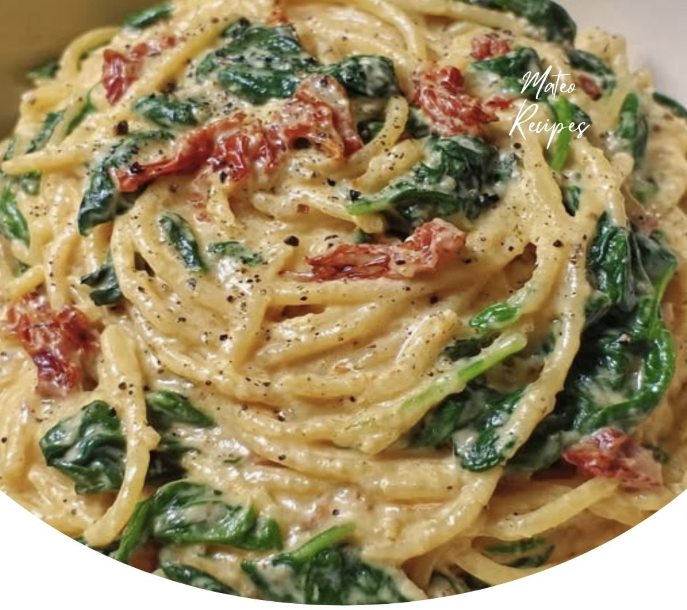 Spaghetti & Spinach with Sun-Dried Tomato Cream Sauce