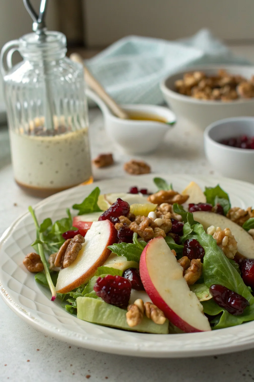 Apple Walnut Cranberry Salad with Maple Dressing