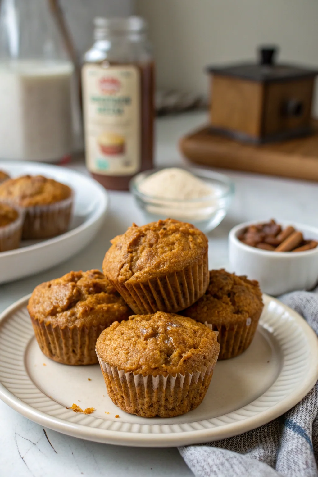 ('Flourless Pumpkin Cottage Muffins\nMoist, protein-packed, and naturally gluten-free—pumpkin spice meets creamy cottage cheese!',)