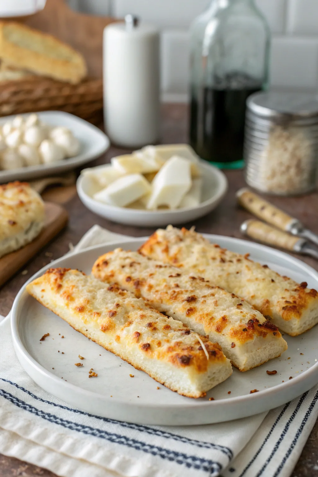 ('3-Ingredient Cottage Cheese Garlic Breadsticks – Cheesy, Crispy & High-Protein',)