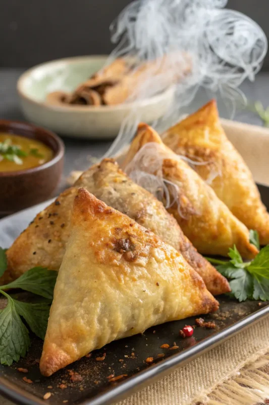 A delicious plate of Air Fryer Chicken Samosas