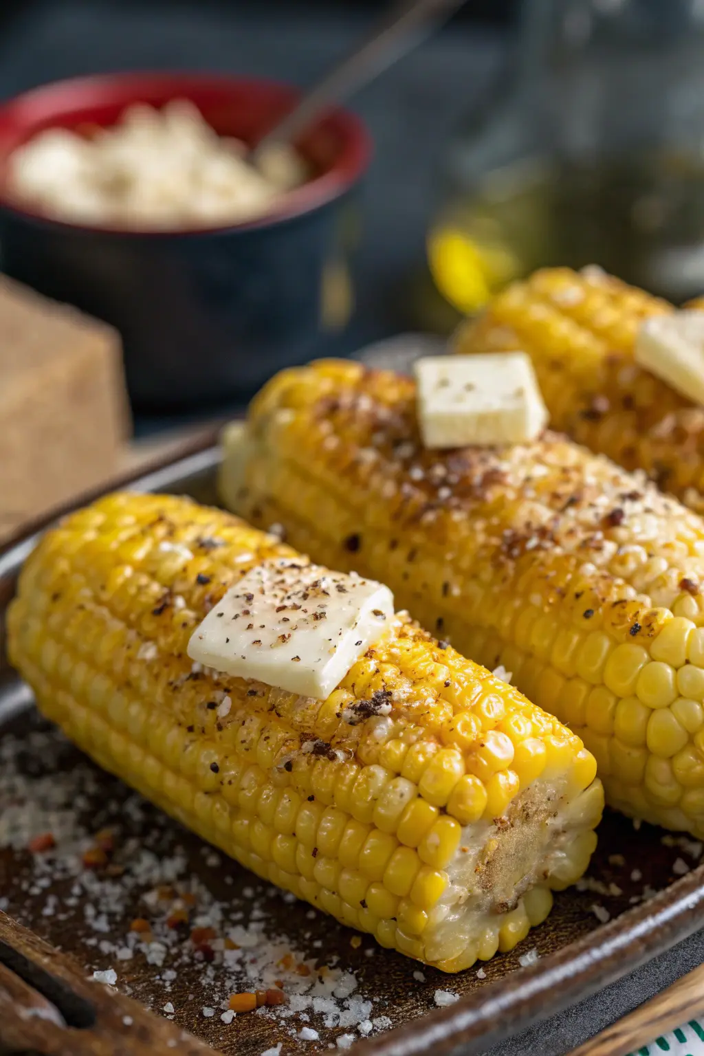 A delicious plate of Air Fryer Corn on the Cob