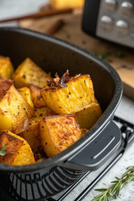 A delicious plate of Air Fryer Rutabaga