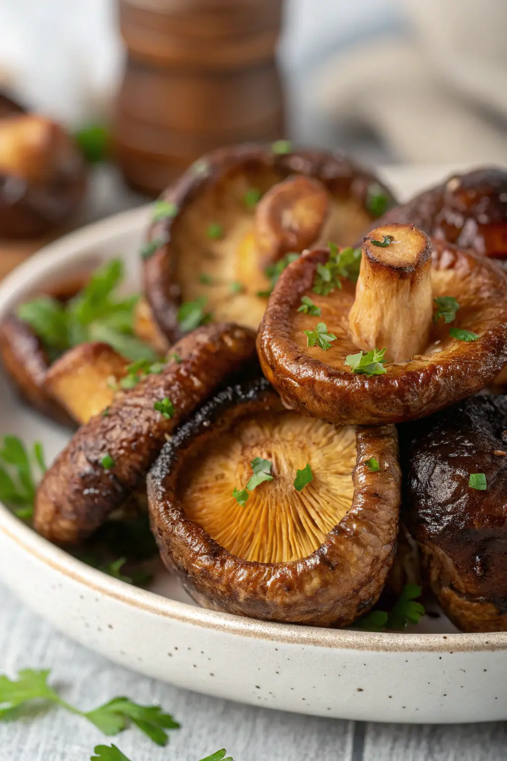 A delicious plate of Air Fryer Shiitake