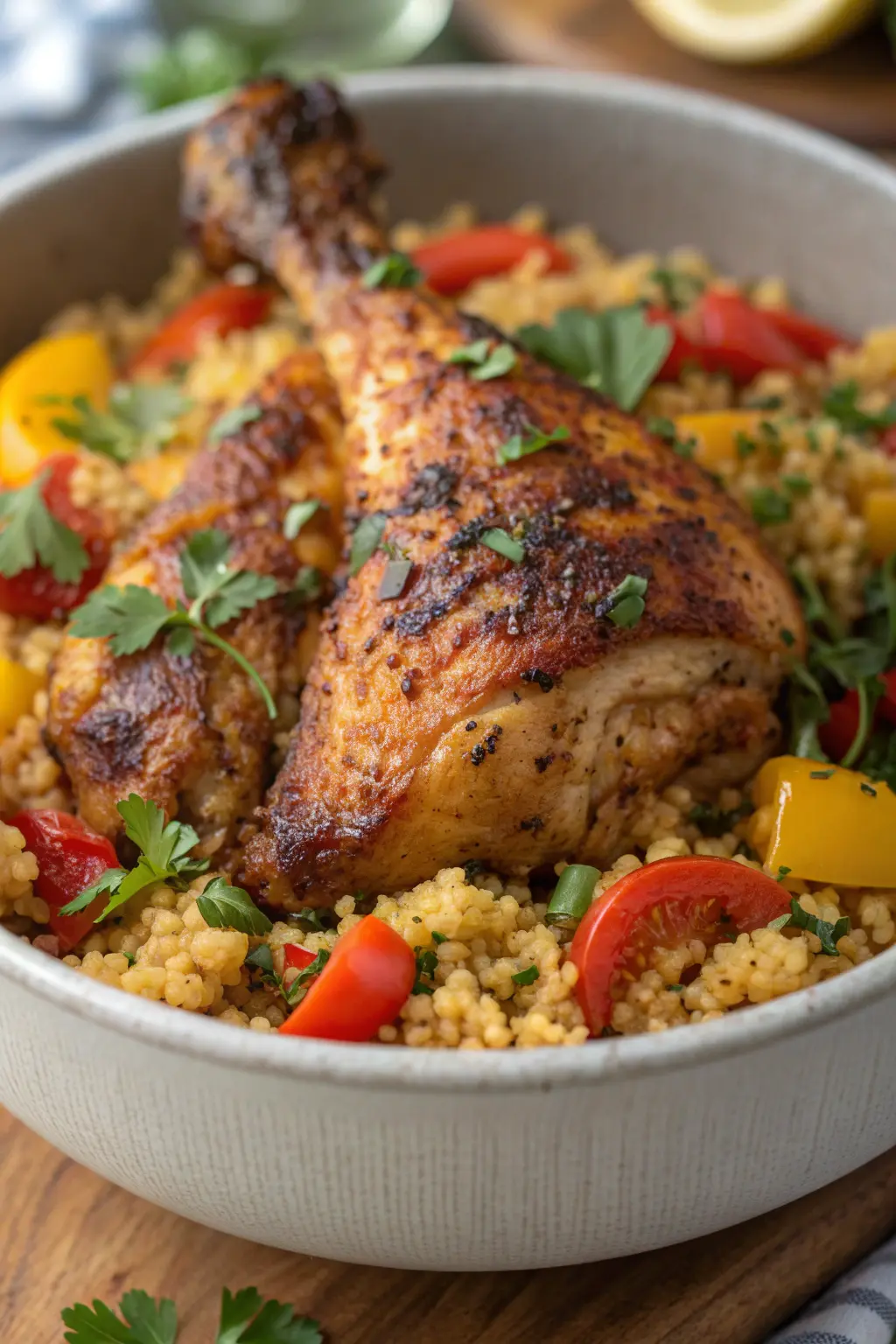 A delicious plate of Air Fryer Chicken Sorghum
