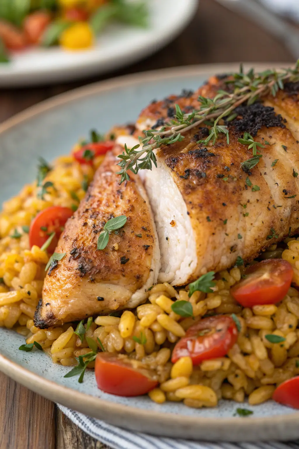 A delicious plate of Air Fryer Chicken Kamut