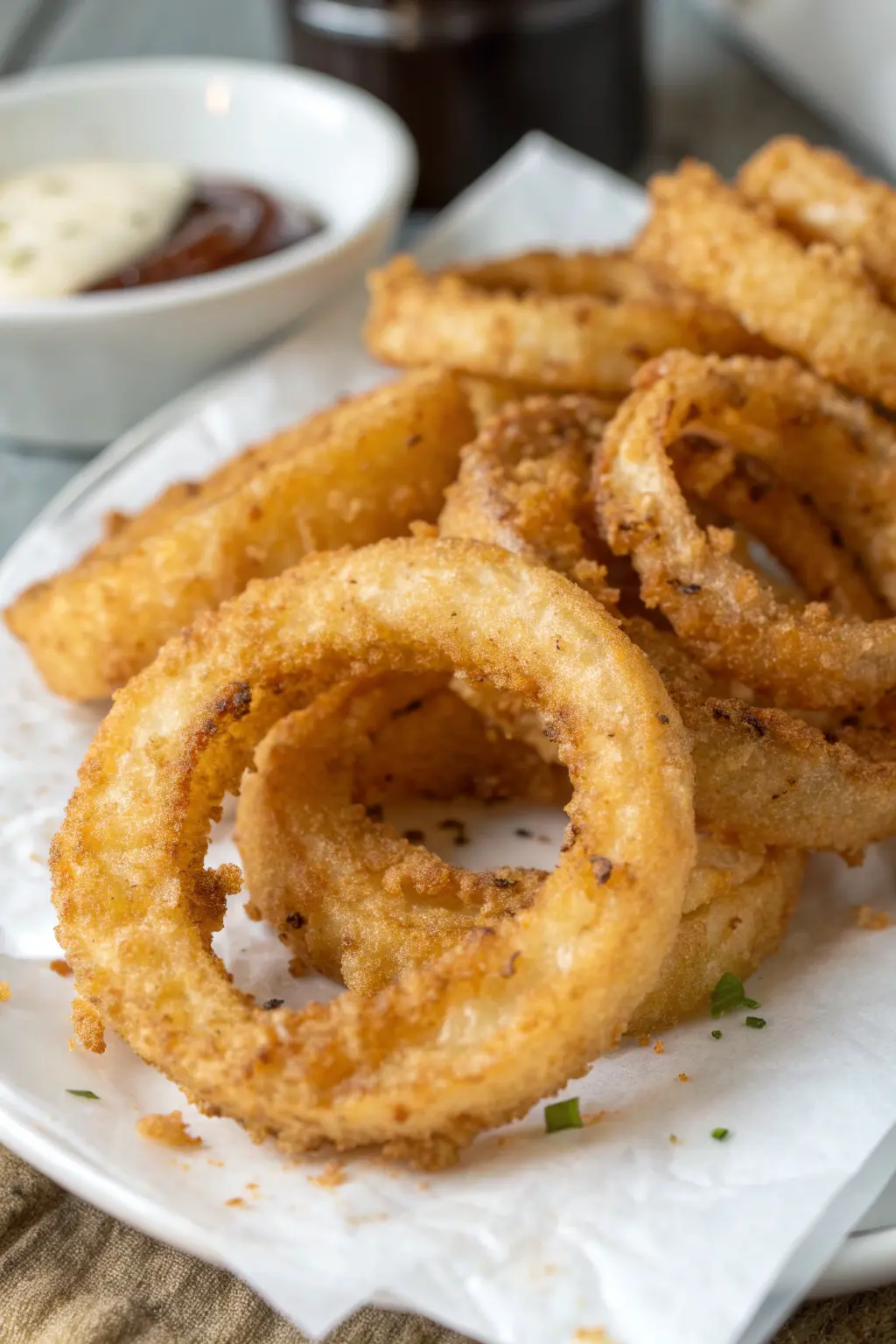A delicious plate of Air Fryer Onion Rings