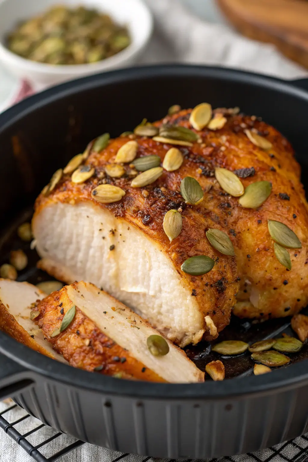 A delicious plate of Air Fryer Chicken Pumpkin Seeds