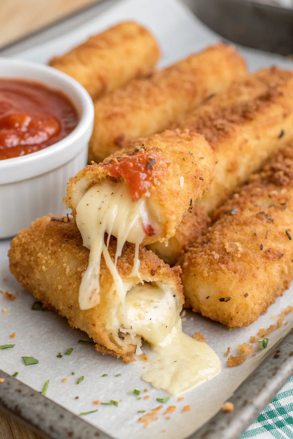 A delicious plate of Air Fryer Mozzarella Sticks