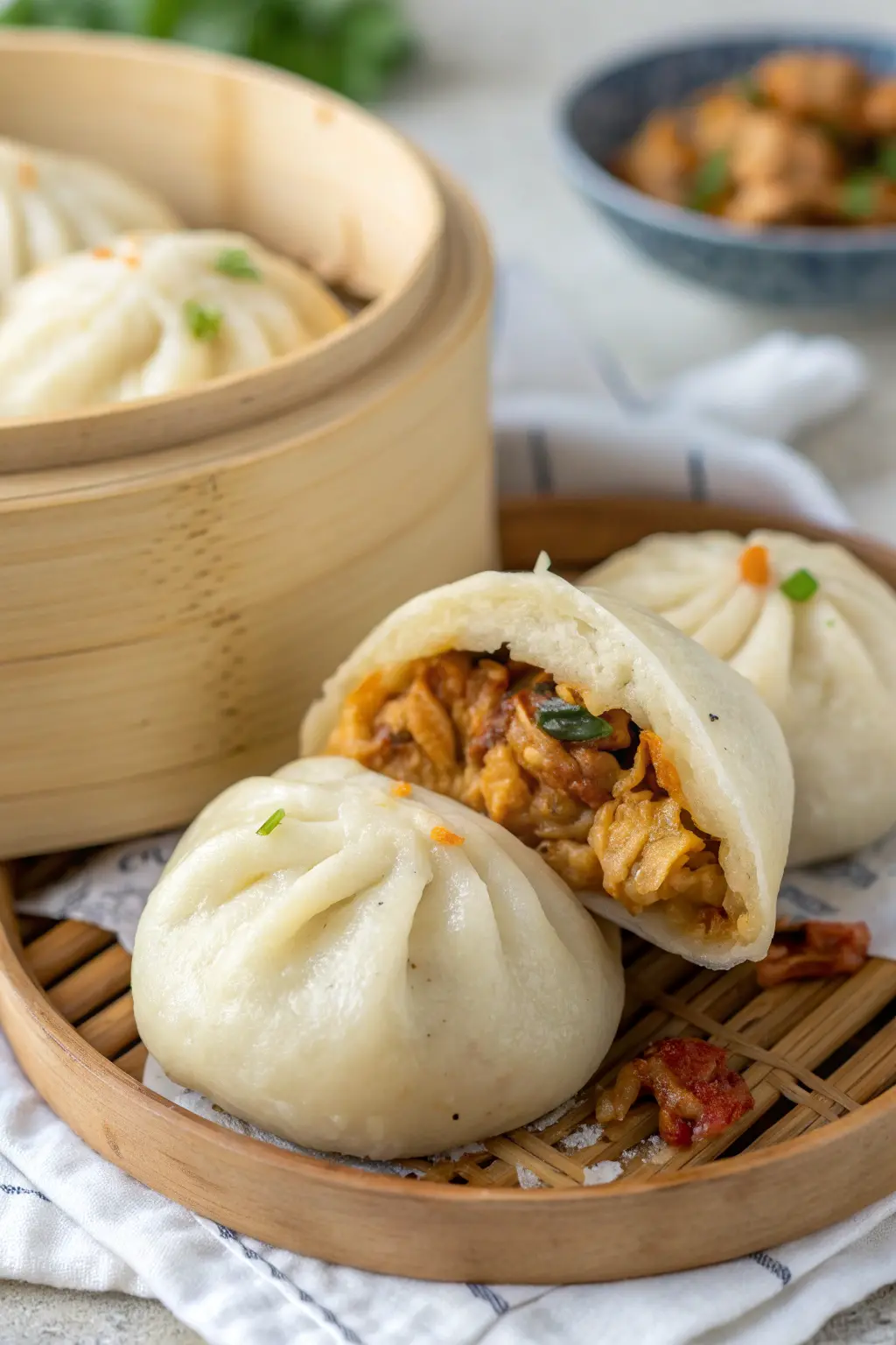 A delicious plate of Air Fryer Chicken Baozi