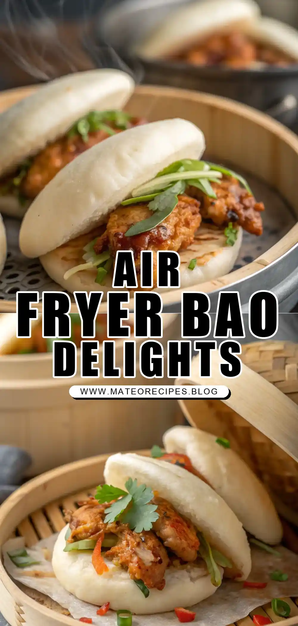 Pinterest pin 1 (Design 1) for Air Fryer Chicken Bao Buns