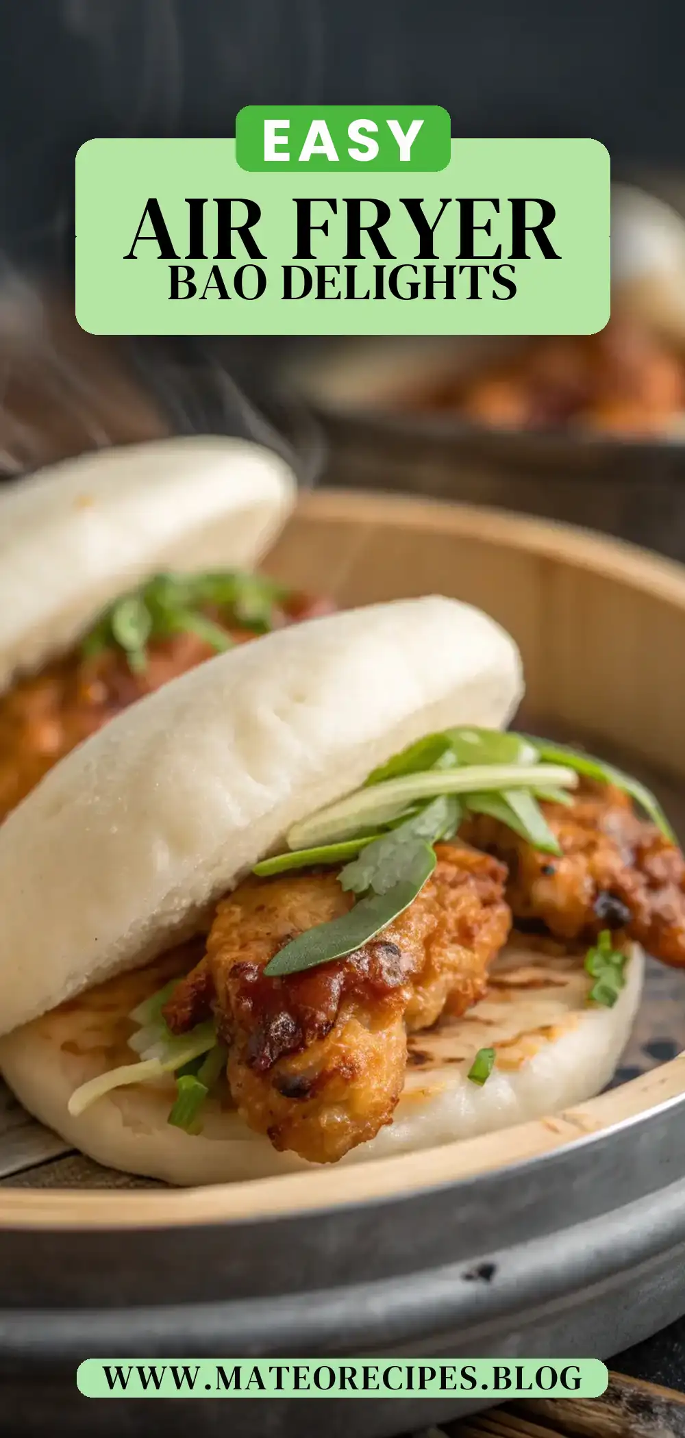 Pinterest pin 2 (Design 2) for Air Fryer Chicken Bao Buns