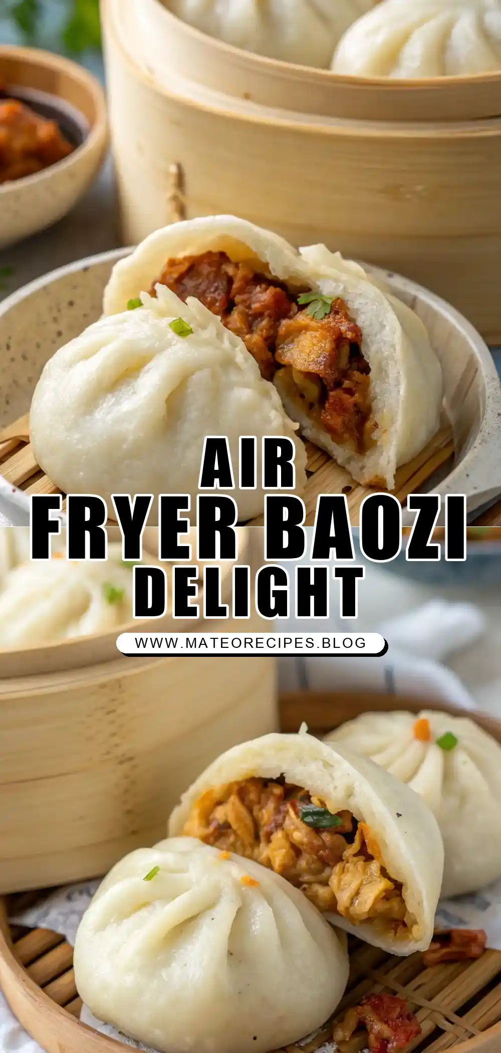 Pinterest pin 1 (Design 1) for Air Fryer Chicken Baozi