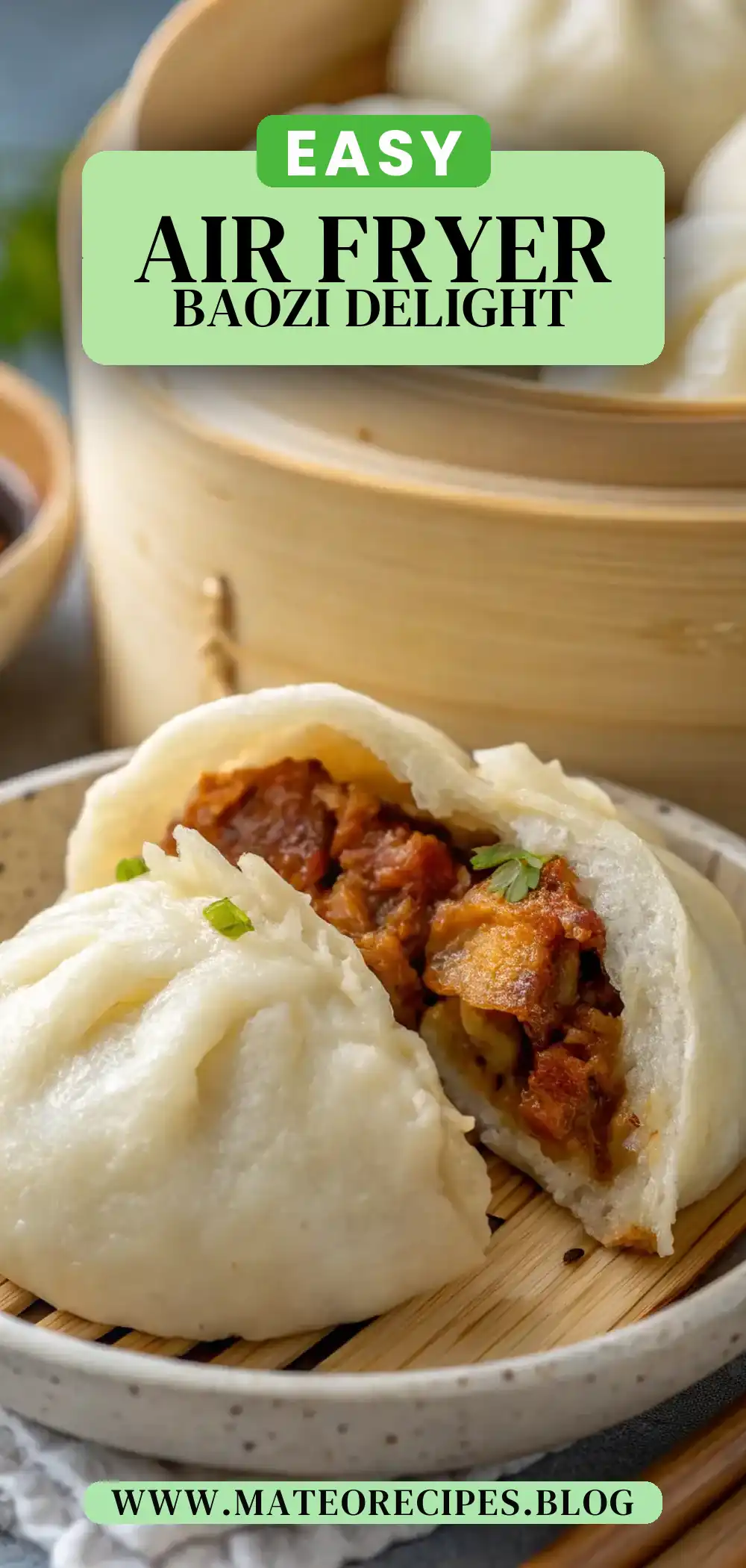 Pinterest pin 2 (Design 2) for Air Fryer Chicken Baozi