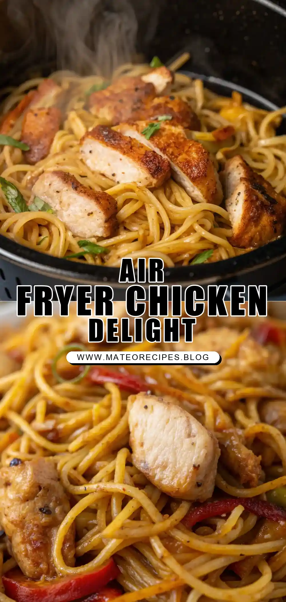 Pinterest pin 1 (Design 1) for Air Fryer Chicken Noodles
