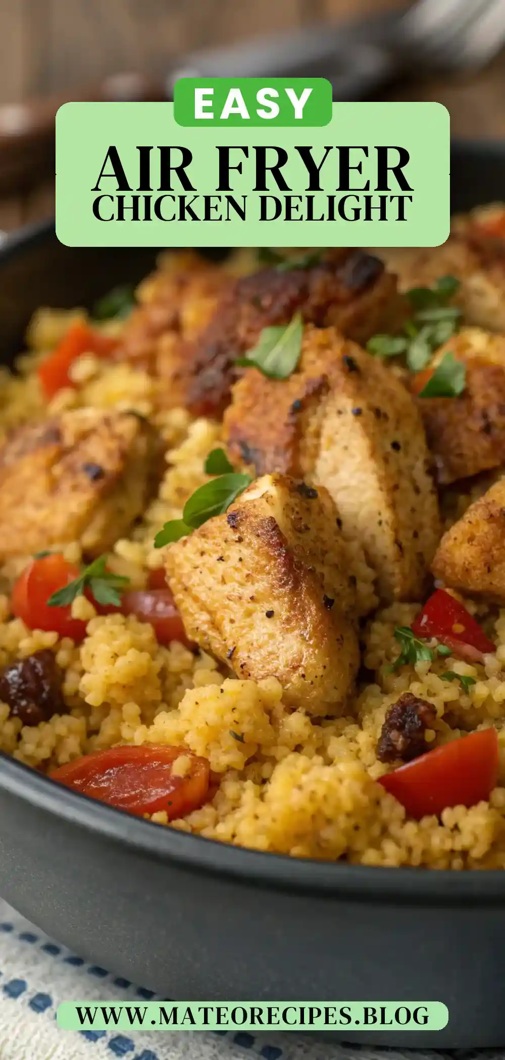 Pinterest pin 2 (Design 2) for Air Fryer Chicken Couscous