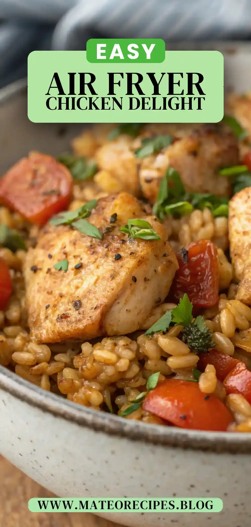 Pinterest pin 2 (Design 2) for Air Fryer Chicken Farro