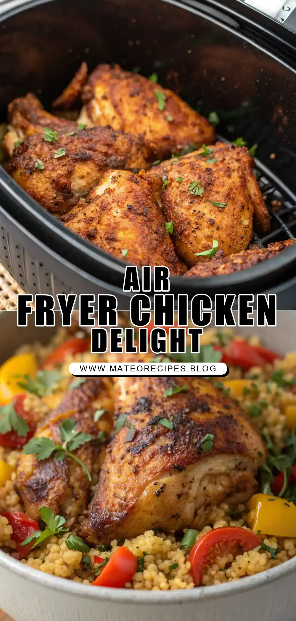 Pinterest pin 1 (Design 1) for Air Fryer Chicken Sorghum