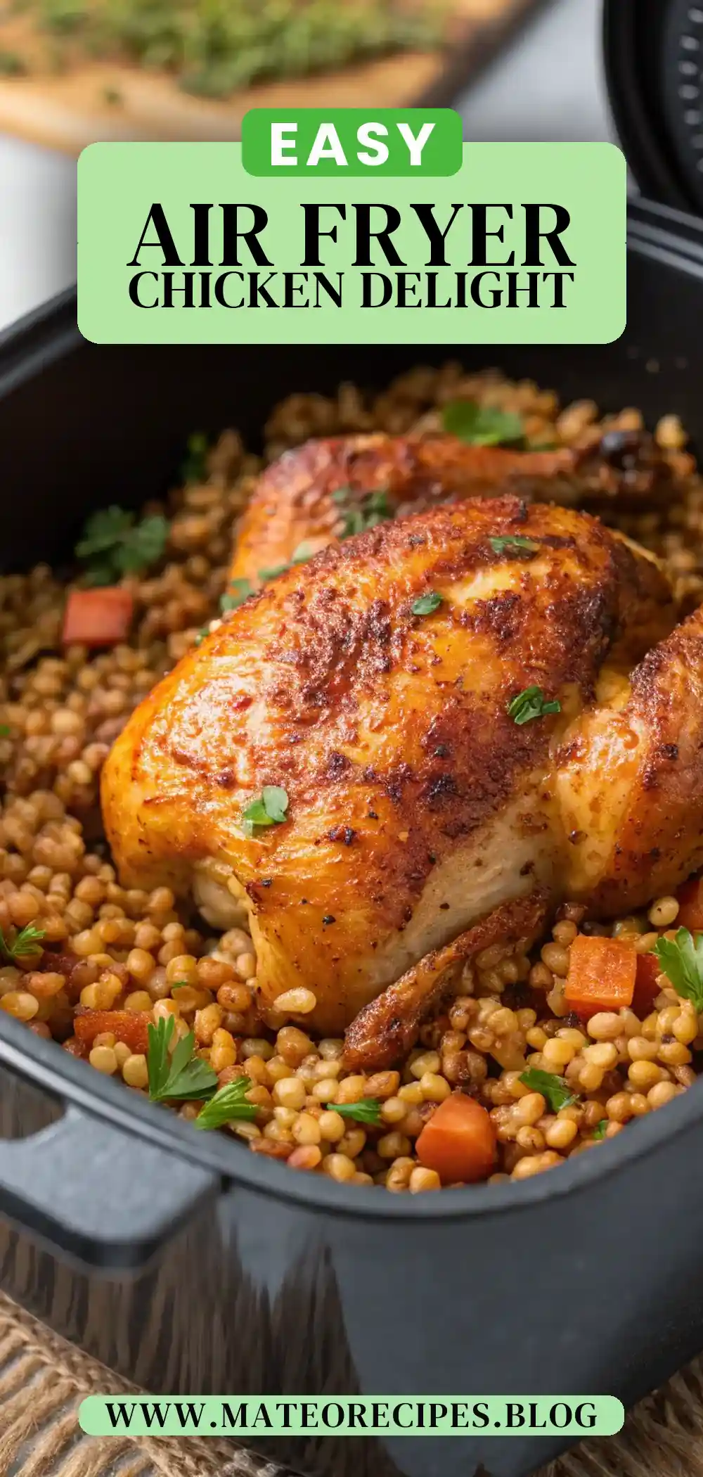Pinterest pin 2 (Design 2) for Air Fryer Chicken Spelt