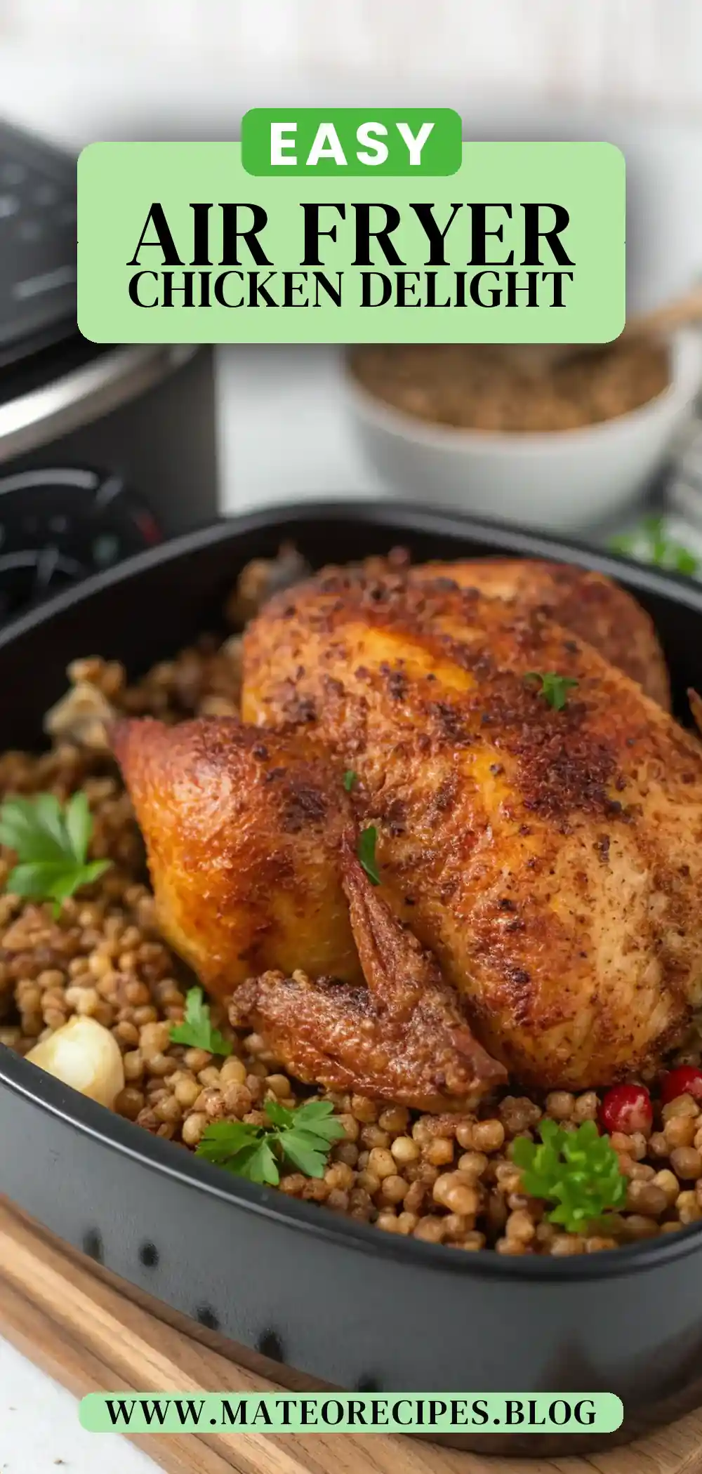 Pinterest pin 2 (Design 2) for Air Fryer Chicken Buckwheat