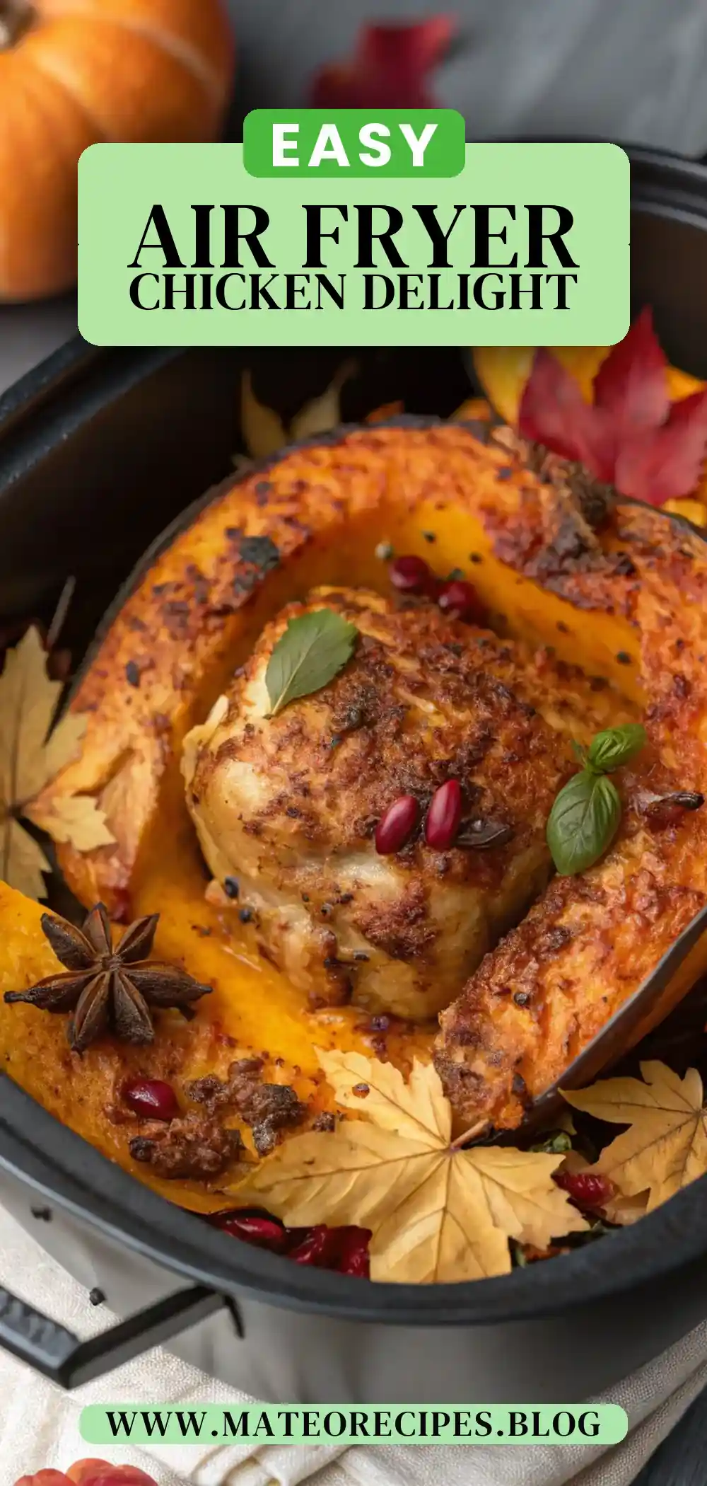 Pinterest pin 2 (Design 2) for Air Fryer Chicken Pumpkin