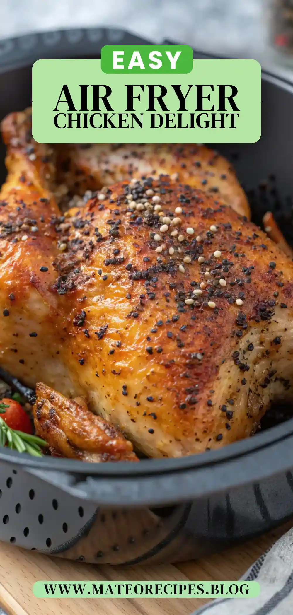 Pinterest pin 2 (Design 2) for Air Fryer Chicken Poppy