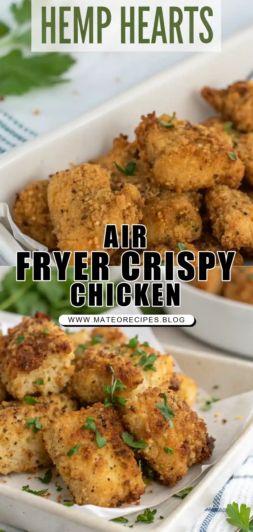 Pinterest pin 1 (Design 1) for Air Fryer Chicken Hemp Hearts