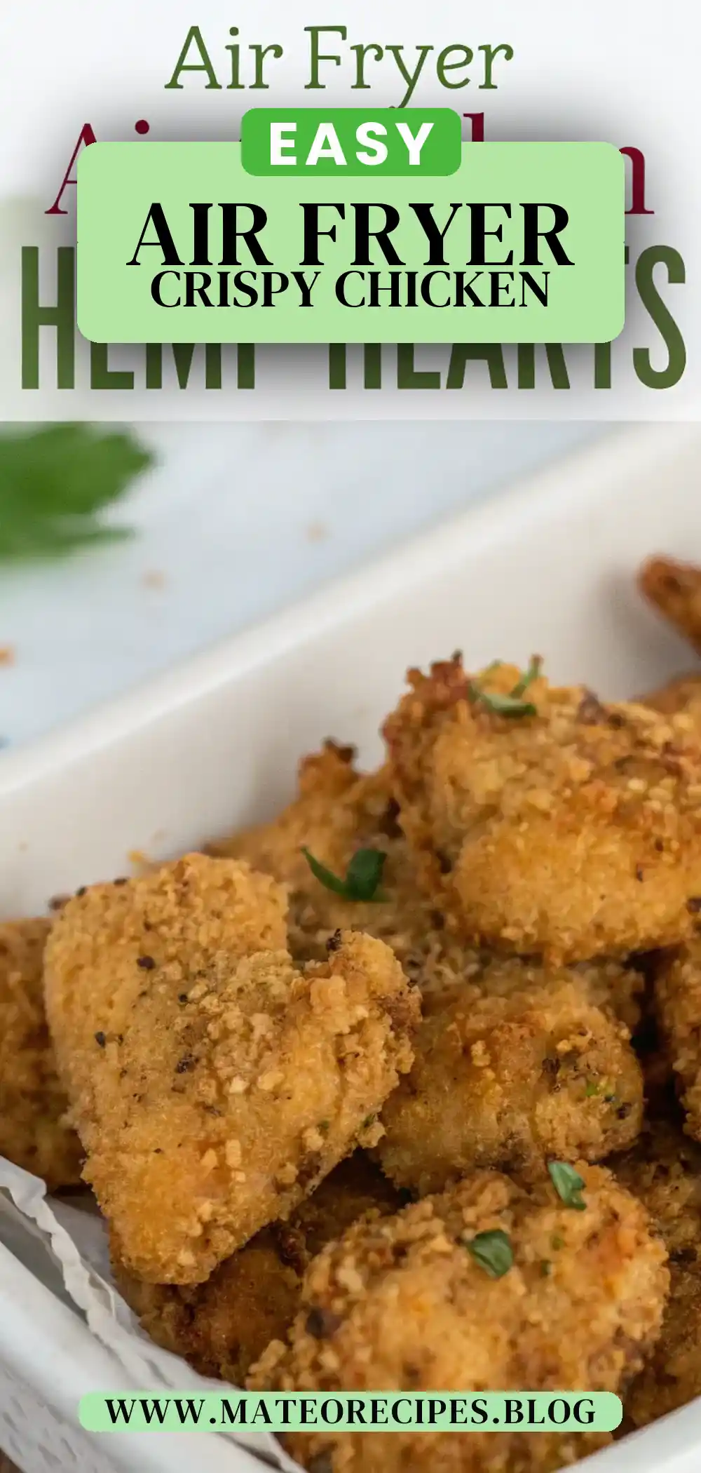 Pinterest pin 2 (Design 2) for Air Fryer Chicken Hemp Hearts