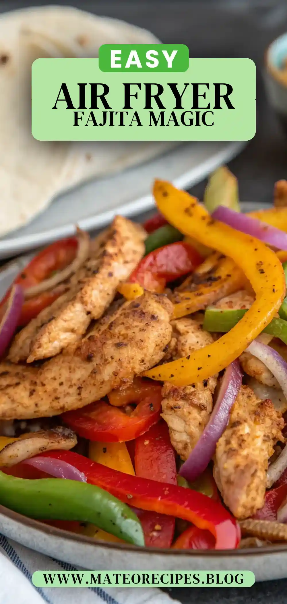 Pinterest pin 2 (Design 2) for Air Fryer Chicken Fajitas