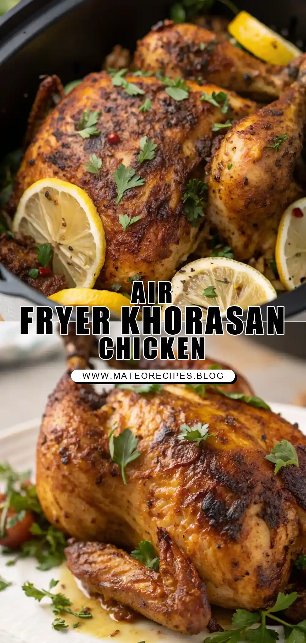 Pinterest pin 1 (Design 1) for Air Fryer Chicken Khorasan