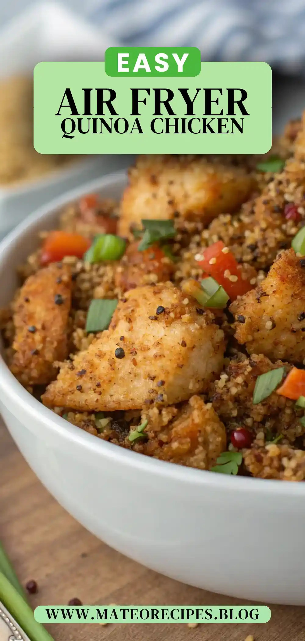 Pinterest pin 2 (Design 2) for Air Fryer Chicken Quinoa Seeds